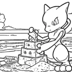 coloriage Mewtwo à imprimer pour enfant de 7 ans