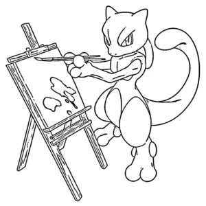 coloriage Mewtwo à imprimer pour enfants