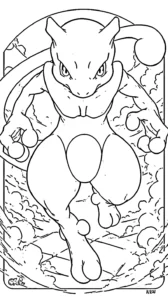 coloriage Mewtwo pour enfants a imprimer