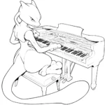 coloriage Mewtwo et découpage à imprimer
