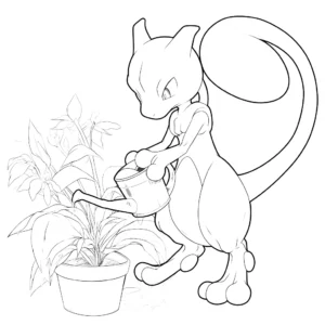 coloriage Mewtwo à imprimer kawaii