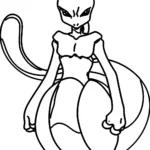 coloriage Mewtwo à imprimer pour enfants