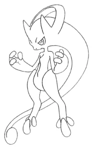 coloriage Mewtwo à imprimer pour enfant de 9 ans