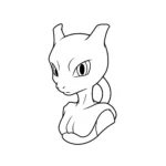 coloriage Mewtwo en buste educatif pour enfant