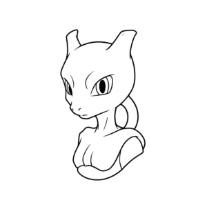 coloriage Mewtwo en buste educatif pour enfant