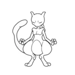 coloriage Mewtwo méditant et decoupage a imprimer gratuit
