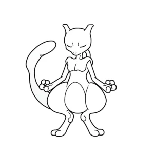 coloriage Mewtwo méditant et decoupage a imprimer gratuit