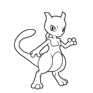 coloriage Mewtwo stylisé pour bebe a imprimer