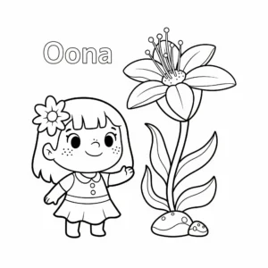 coloriage Oona et une fleur marine pour enfants a imprimer gratuit