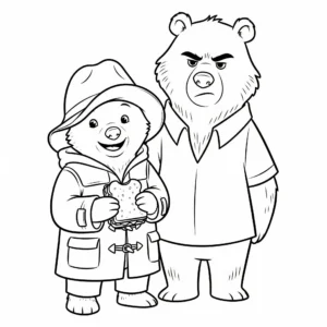 coloriage Paddington et l’ours de M. Curry et découpage à imprimer