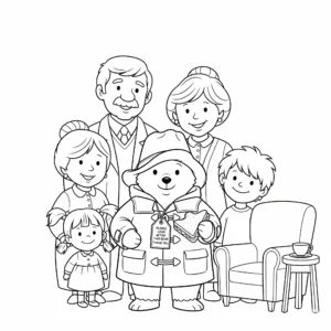 coloriage Paddington et l’ours de la famille Brown à imprimer pdf gratuit
