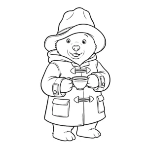 coloriage Paddington et une tasse de thé a telecharger