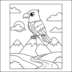 coloriage Pygargue et Paysage pour primaire