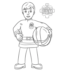 coloriage Sam Le Pompier pour enfant de 5 ans