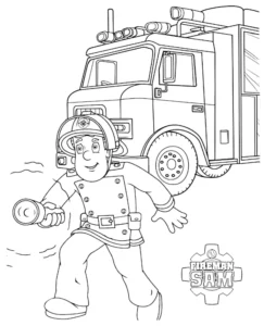 coloriage Sam Le Pompier pour enfant de 5 ans