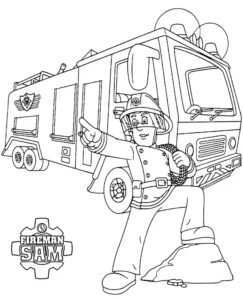 coloriage Sam Le Pompier à imprimer pdf