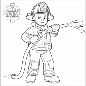 coloriage Sam Le Pompier pour enfant de 7 ans