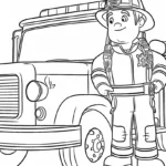 image de coloriage Sam Le Pompier pour enfant