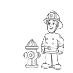 coloriage Sam le Pompier et une bouche d’incendie pour enfant de 10 ans