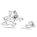 coloriage Tom chasse Jerry (simple) en ligne pour enfant