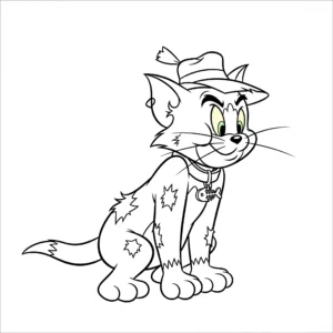 coloriage Tom déguisé en chat de gouttière à imprimer pour enfant de 4 ans