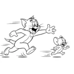 coloriage Tom et Jerry qui se courent après et dessins