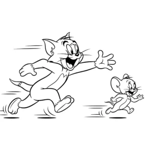 coloriage Tom et Jerry qui se courent après et dessins