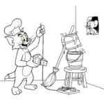 coloriage Tom qui prépare un piège pour Jerry de pour enfants