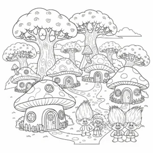 imprimer coloriage Troll village pour enfant