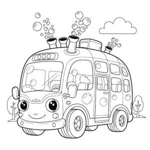 coloriage Un grand bus à bulles pour enfants à imprimer
