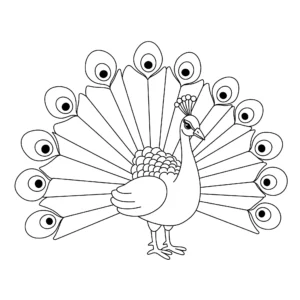 coloriage Un paon avec des plumes simples à imprimer pdf