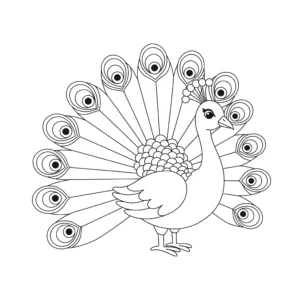 coloriage Un paon de profil pour enfant de 3 ans