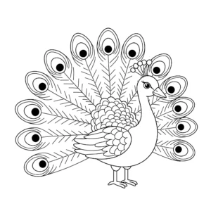 coloriage Un paon stylisé a colorier en ligne