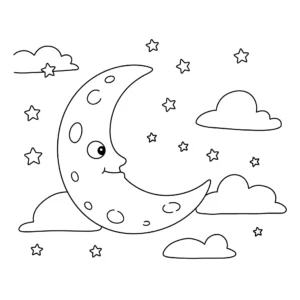 télécharger coloriage La Lune et la Nuit gratuit