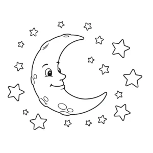 coloriage La Lune et les Étoiles pour enfant à imprimer