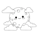 coloriage La Lune et les Nuages pour enfants à imprimer