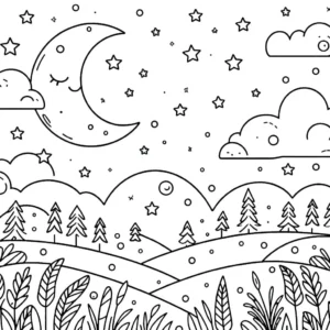 coloriage Lune et decoupage