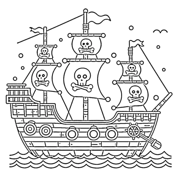 Tranh tô màu Bateau Pirate