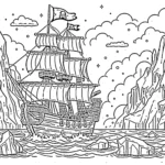 coloriage Bateau Pirate et découpage à imprimer