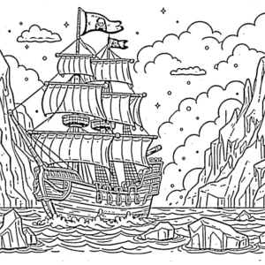coloriage Bateau Pirate et découpage à imprimer