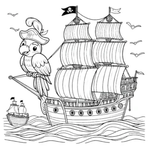 coloriage Bateau Pirate de pour enfants