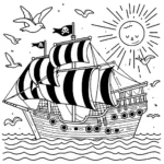 coloriage Bateau Pirate pour enfant de à imprimer