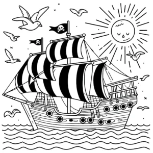 coloriage Bateau Pirate pour enfant de à imprimer