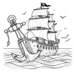 coloriage Bateau Pirate pour primaire