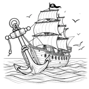 coloriage Bateau Pirate pour primaire