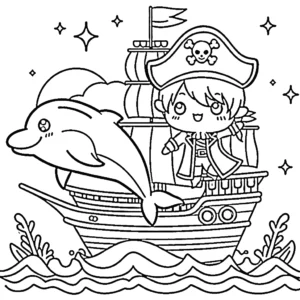 coloriage Bateau Pirate à imprimer pour enfants