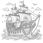 a imprimer coloriage Bateau Pirate gratuit