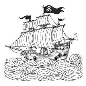 coloriage Bateau Pirate à imprimer pour enfants