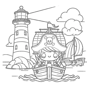 coloriage Bateau Pirate à imprimer a4