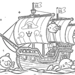 image pour coloriage Bateau Pirate enfant